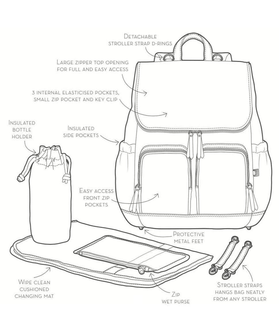 Signature Nappy Backpack - Black Vegan Leather