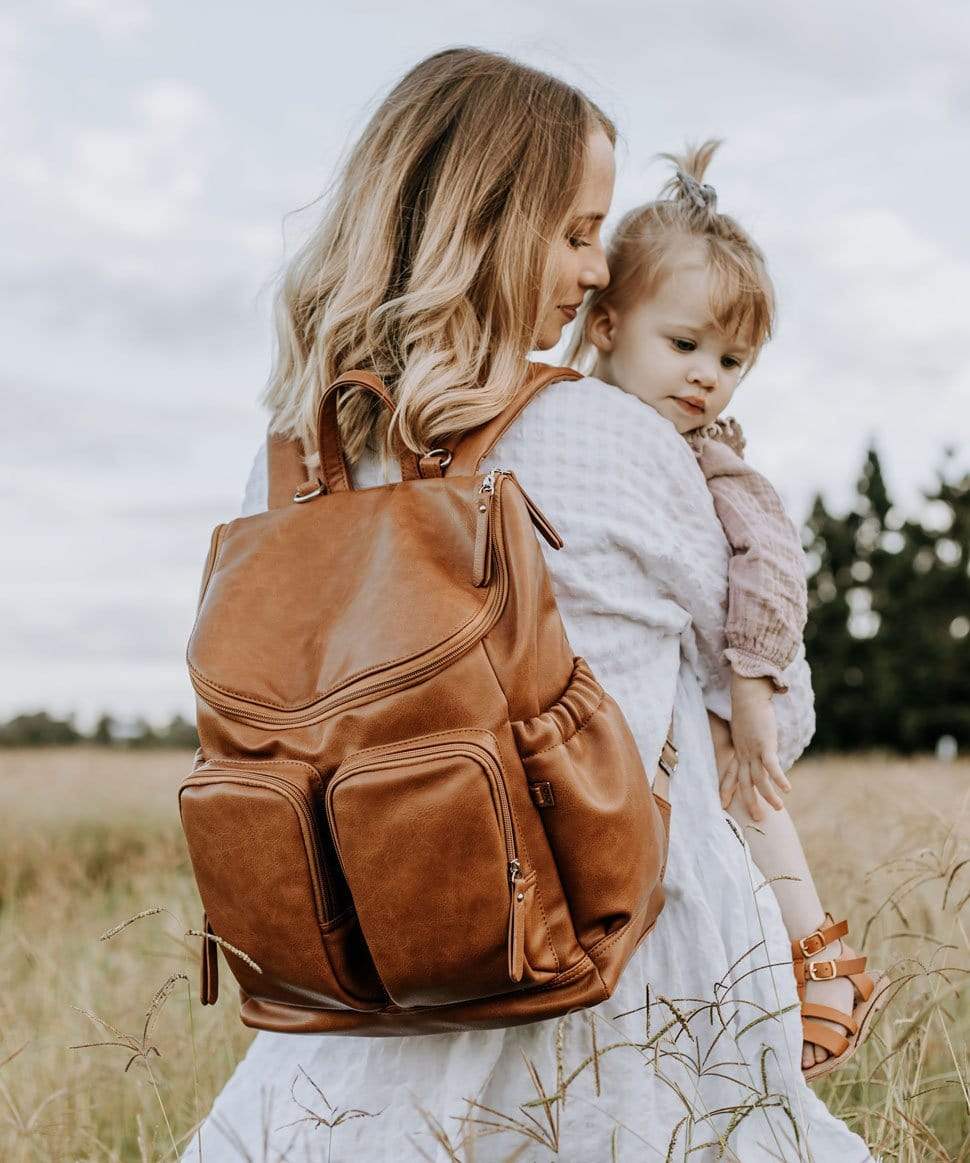 Signature Nappy Backpack - Tan Vegan Leather