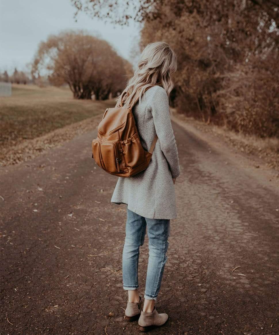 Signature Nappy Backpack - Tan Vegan Leather
