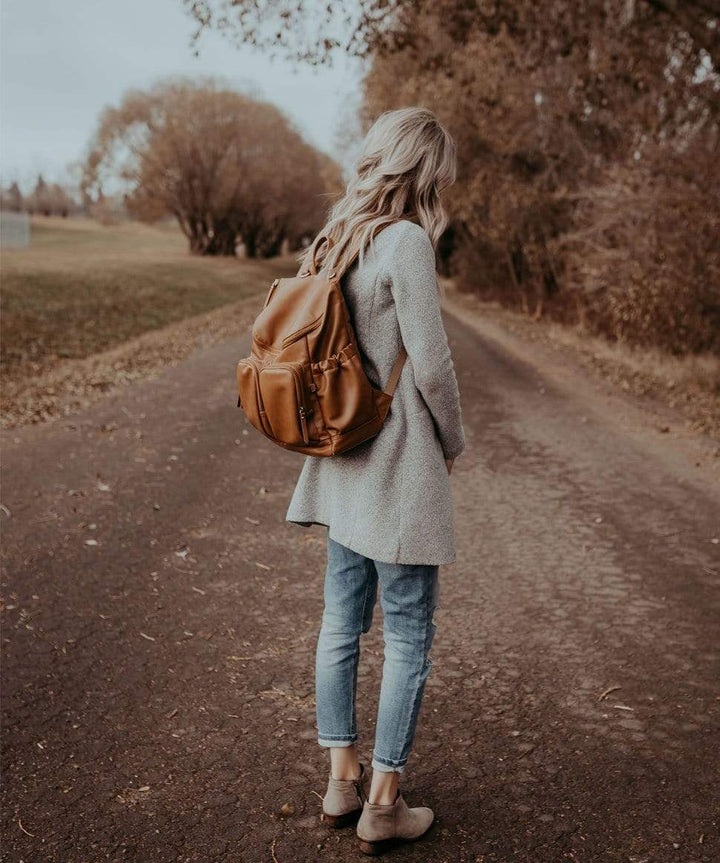 Signature Nappy Backpack - Tan Vegan Leather