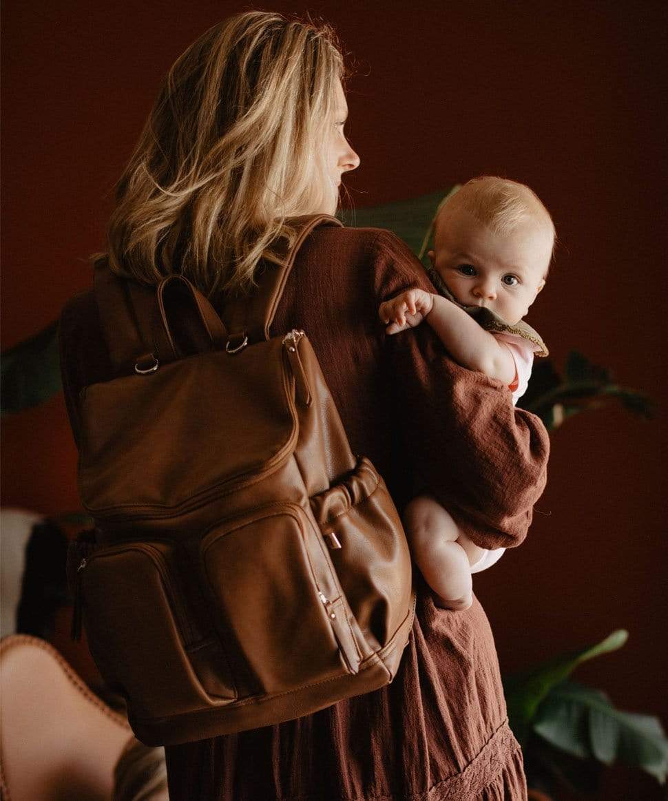 Signature Nappy Backpack - Tan Vegan Leather