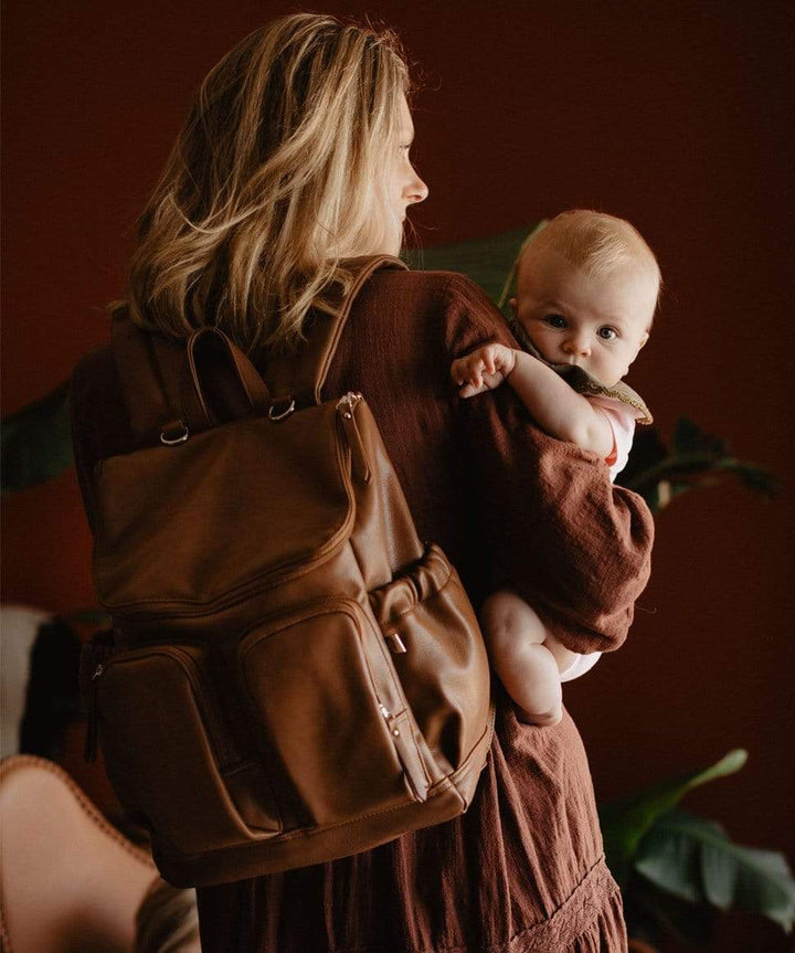 Signature Nappy Backpack - Tan Vegan Leather
