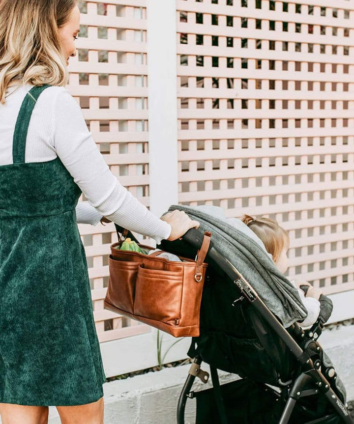Signature Pram Caddy - Tan Vegan Leather