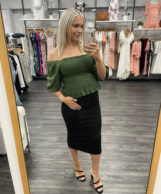 Zoe Smocked Bodice Top ANGIE Preggi Central Maternity Shop