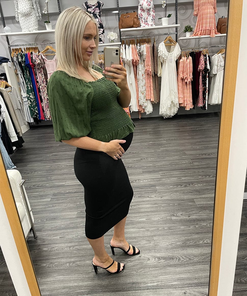 Zoe Smocked Bodice Top ANGIE Preggi Central Maternity Shop